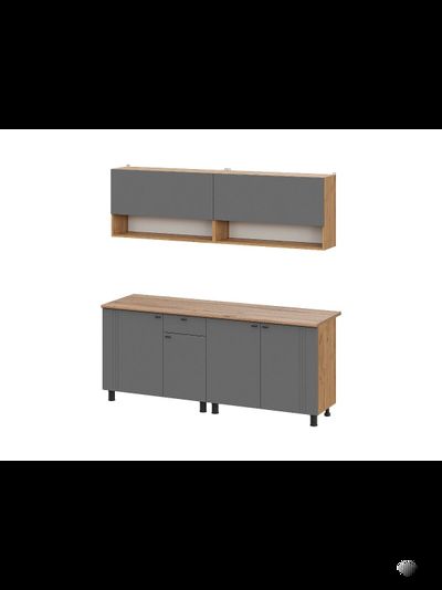 Монако 2,0м Кухонный гарнитур Дуб Золотой / Графит/ Дуб Вотан