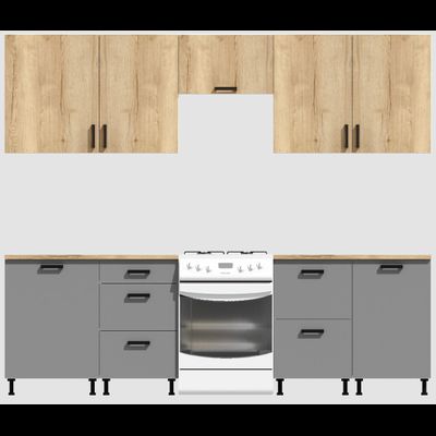 Кухня Эконом 2,1 метра (600х450х600х450) Цвет: Дуб Вотан/Базальт
