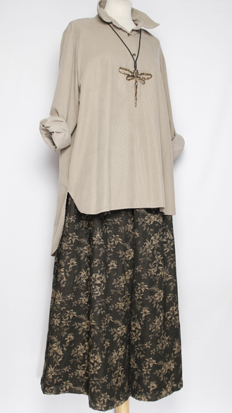 Рубашка Бохо "Вельвет асимметрия" бежевая