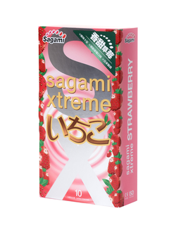 730/1 Презервативы Sagami, xtreme, strawberry, латекс, 19 см, 5,2 см, 10 шт.