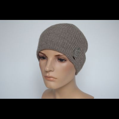 Шапка из альпака и шелка Vizio Италия 9015 CL бежевая с украшением