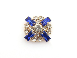 ПУГОВИЦЫ ДЕКОРАТИВНЫЕ СО СТРАЗАМИ, 25 мм. 50 шт. РК-00048. Цвет: синий