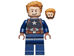 Captain America - Dark Blue Suit, Reddish Brown Hands, Hair, Dark Brown Eyebrows, Chin Strap, n/a (sh729)