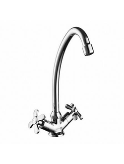 Смеситель для кухни двуручный, с поворотным изливом 290 мм, хром"Партнер"