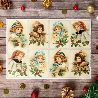 Декупажная карта "Винтажные дамы" плотность 45 г/м2, формат А4