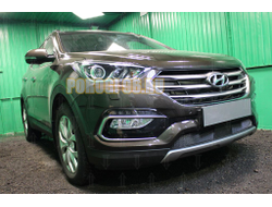 Защита радиатора Hyundai Santa Fe 2015-2018 с датчиком ACC black