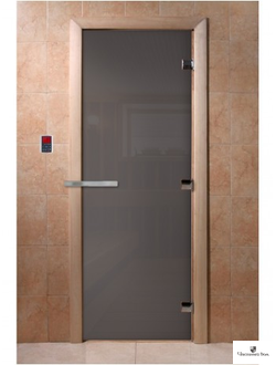 Дверь стеклянная для бани и сауны Графит  8мм Ольха