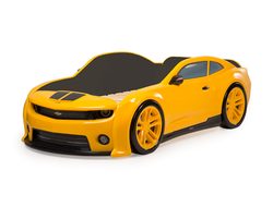 Кровать-машинка объемная (3d) EVO "Camaro" желтый (с подъемным механизмом и бельевыми ящиками)