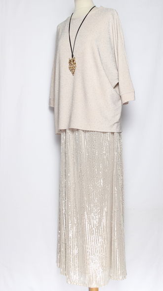 ДЖЕМПЕР с блеском "Кимоно свободный" св.бежевый р.48-54