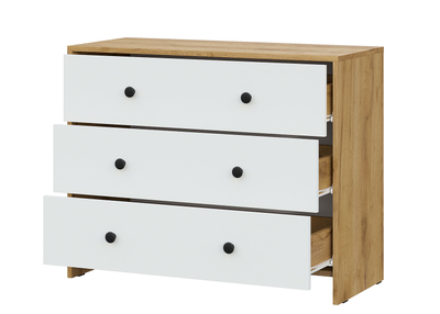 Дольче комод 3 ящика Дуб золотой/Белый
