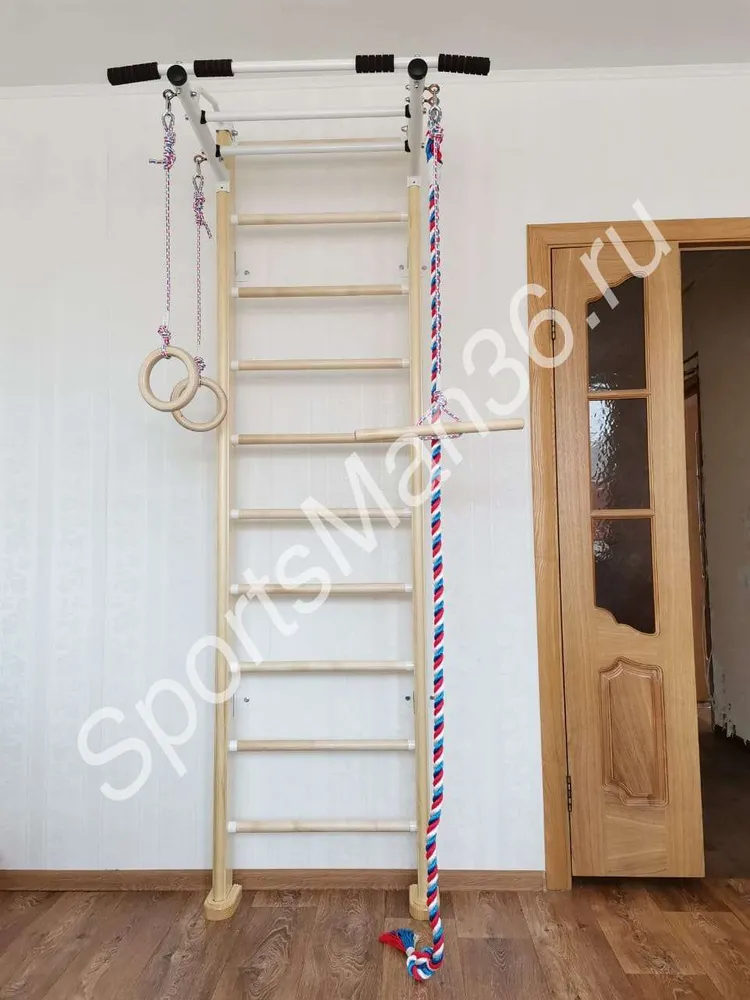 СПОРТИВНЫЙ КОМПЛЕКС KARUSSELL ADLER, цвет дерева - натуральный, цвет металла - белый