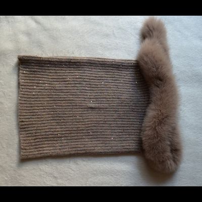 Шарф труба женский Италия Vizio 6128 Taylor Brill KSP V бежевый с мехом