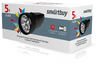Ручной фонарь  SMARTBUY (SBF-44-B) 5 LED с прямой зарядкой