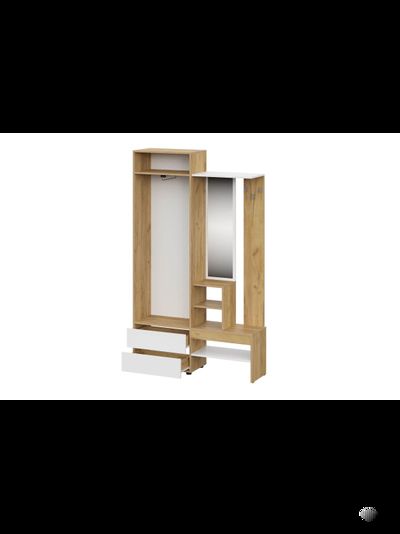 Абрау вешалка с зеркалом прихожая Дуб золотой/Белый