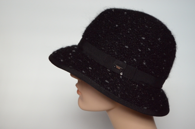 Фетровая черная шляпа с  вязаной отделкой Vizio Италия 6924 PL фото