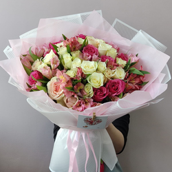 От Всего Сердца (букет микс из одноголовых, кустовых и альстромерий)