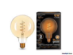 Gauss LED Filament Flexible Golden G120 6w 824 E27