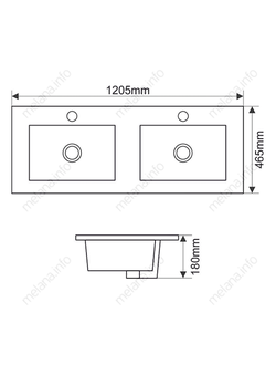 Раковина двойная умывальник для ванной MELANA MLN-9120ED 1205х465х180