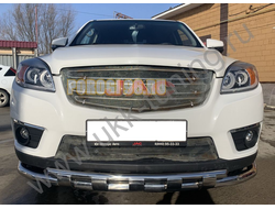 Защита переднего бампера двойная с перемычками d60/42 для JAC T6