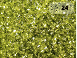 Toho Hexagon 11/0 - 5г - 24 Прозрачный салатовый с серебряной линией внутри