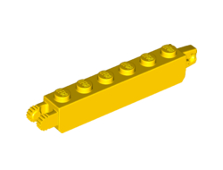 Hinge Brick 1 x 6 Locking with 1 Finger Vertical End and 2 Fingers Vertical End, 7 Teeth, Yellow (53914 / 6265687)