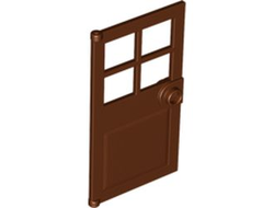 Door 1 x 4 x 6 with 4 Panes and Stud Handle, Reddish Brown (60623 / 4645935 / 6103769)