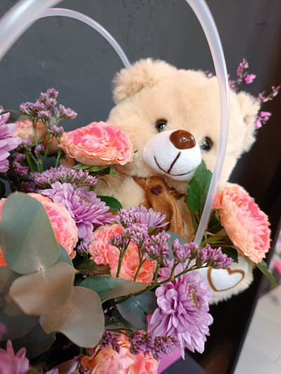 Сумочка "Цветы+Мишка"