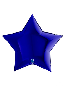 Звезда Темно-синий 36"/90 см с надписью и гирляндой