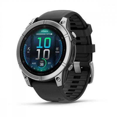 Умные часы Garmin Fenix E - 47 мм, AMOLED серебристый стальной безель, черный силиконовый ремешок (010-03025-00)