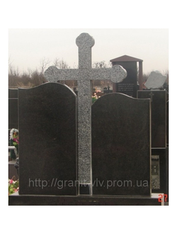 На фото двойного памятник в виде серого креста на могилу в СПб