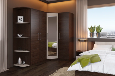 Стеллаж Аврора угловой, Венге и дуб молочный