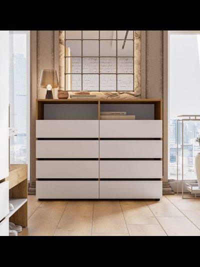 Абрау комод Дуб золотой/Белый