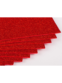Фоамиран Глиттерный 40х60 см, красный
