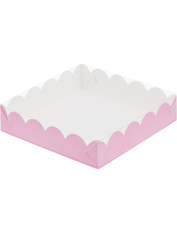 Коробка для печенья/пряников с прозр. кр. (розовая), 200*200*35мм