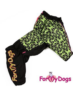 Теплый комбинезон для больших собак Паутинка чер/зел