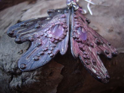 Волшебные серьги с аметистом "Крылышки Причудливой Феи"