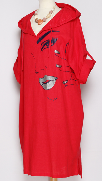 ПЛАТЬЕ БОХО  "КАПЮШОН" лицо арбуз р.50