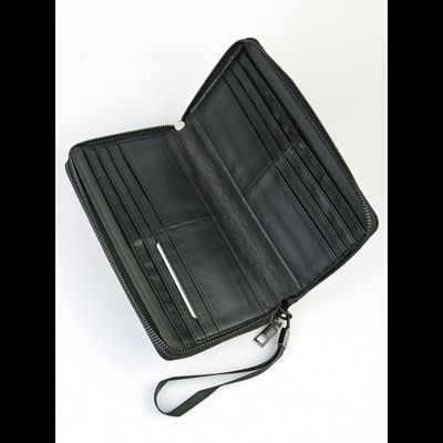 Клатч мужской с 2 молниями (крокодил/эко-кожа) (чёрный)