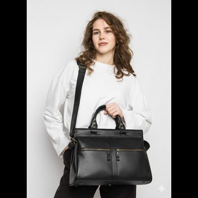 Кожаный саквояж Monvalle Premium black (арт. 4046-51)