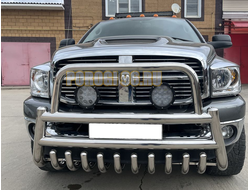 Защита переднего бампера скоба высокая + «акула» d76/60/53  DODGE RAM 2500 Mega Cab 2004-2010