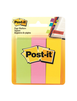 Клейкие закладки бумажные 3 цвета по 100 листов 25х76мм Post-it 671-3