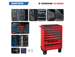 Набор инструментов 204 предмета, "BASTION", в красной тележке KING TONY 934-100MR