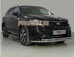 Защита передняя нижняя (двойная) 60,3/42,4 мм ТСС для Kia Sorento 2020-