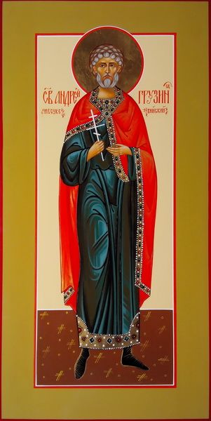 Андрей Месукевийский, Грузинский, Святой мученик. Рукописная мерная икона.