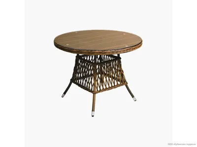 Стол ПРОВАНС круглый/стекло 70см из ротанга