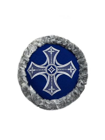 Кубанка из Серого каракуля 10см - Васильковый крест