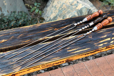 Шампур Стандарт для грибов и овощей с деревянной ручкой 45см