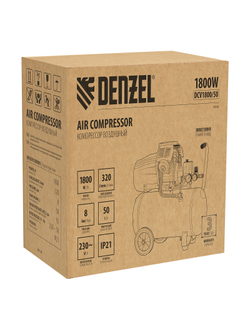 Компрессор воздушный прям. привод DCV1800/50, 1,8 кВт, 50 литров, 320 л/мин Denzel