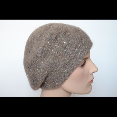 Ореховый меланжевый берет с пайетками Vizio Италия 6926