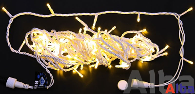 Гирлянда-нить 10 м, 220В, ТЕПЛЫЙ БЕЛЫЙ, IP 65 резина, с мерцанием